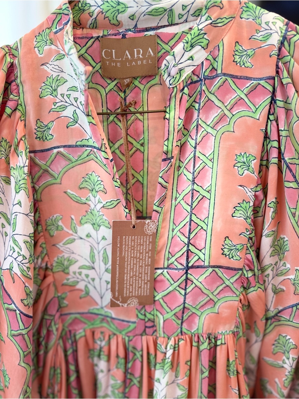 Clara The Label Cassia Floral Maxi Dress Peach Quartz XS - Picture 12 of 16